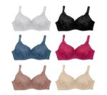 Pack Of 6 Colour Wired Lace Bra's - 3903 - 44DD