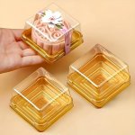 50PCS Reusable Clear Plastic MINI Cupcake Containers With Lids - Perfect For Weddings & Birthdays Durable Rectangular Dessert Bo