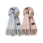 Soft Warm Tassel Shawl Wrap For Women And Men Blue And Pink - 2 Pack