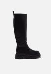 Cotton On Mackenzie Combat Tall Gusset Boot - Black Smooth