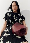 Tapered-waist Dress - Black & Floral