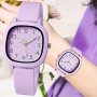 Casual Square Pointer Quartz Watch Macaroon Color Fashion Analog Silicone Wrist Watch For Women Daily Use