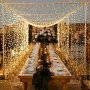 300 LED Warm White USB Curtain Lights With Remote Control - 8 Modes For Christmas Wedding Bedroom & Home Decor