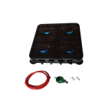 4 Plate Gas Stove With Regulator Set in Black