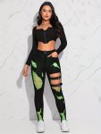 Ripped Holes Chic Skinny Jeans High Stretch Slant Pockets Tight Jeans Women's Denim Jeans & Clothing