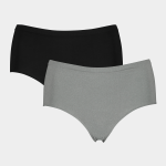 Women&apos S Black & Grey 2 Pack Seamless Brazilian Briefs