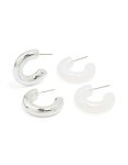 Silver & Acrylic Bubble Hoop Earrings 2-PACK