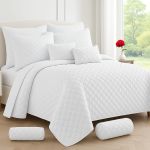 Plain Bedspread Set - 9 Piece - White