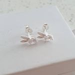 Betty-may 925 Sterling Silver Cz Bunny Rabbit Earrings