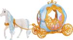 Mattel Disney Princess Cinderella's Rolling Carriage With Gold Details & White Horse With Brushable Mane & Tail Inspired By Disn