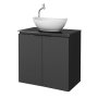 Umbu With Glass Door + Tempered Glass Vanity Cabinet- Bali Basin - Black + White