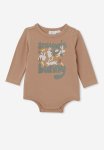 Cotton On The Long Sleeve Bubbysuit - Taupy Brown & Snuggle Bunny