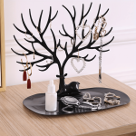 Elegant Large Antler Jewelry Storage Box With Tray Base Chic Desktop Stand Organizer For Necklaces Earrings Durable Plastic Mult