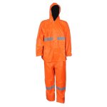 Pvc Rubberised Rain Suit With Reflective Tape Orange