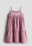 Tiered Muslin Dress - Light Mauve