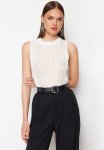 Transparent Knitwear Blouse - Stone