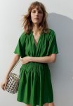 Smock-detail Dress - Green