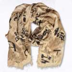 Awesome Love Print Bamboo Scarf - Beige Free