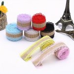 Colorful Lace Hemp Ribbon With Lace Trim For Diy Crafts Christmas Wedding Vase Decoration - Packaging Ribbon Linen Belt - No Pow