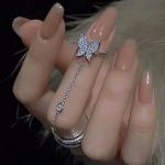 Stylish Linked Ring Sparkling Butterfly Design Paved Shining Zirconia Symbol Of Fashion And Personality Match Daily Outfits Part