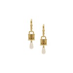 Celestia Small Earrings -gold cream Rose Pearl