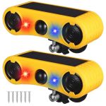 Qualirey Solar Outdoor Motion Sensor Alarm 2 X 129DB Loud Noise Maker 13 Sound Detector Strobe Light 4 Modes Animal Deterrent Do