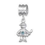 C1209-C28909 - 925 Sterling Silver Cz Boy Dangle European Charm Bead