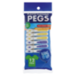 Soft Grip Plastic Clothing Pegs 12 Piece