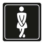 Ladies Toilet Symbolic Sign - White Printed On Black Acp 150 X 150MM