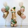 30PCS Green Jungle Giraffe Balloon Birthday Party Decorative Balloons Birthday Party Supplies 25.4 Cmspotted Balloon 1-2 Number Pillar Balloon Set