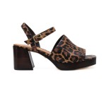 Leather Block Heel Sandal -leopard