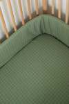 Moss Grid Washed Cotton Cot Fitted Sheet - Large Sa Cot: 132CM X 66CM X 10CM