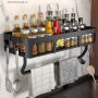 1PC Multi-functional Kitchen Storage Rack With Hooks - No Drill Wall-mounted Single & Double Layer Towel Holder For Home Use