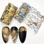 Golden Silver Foil Nail Art Holographic Aluminum Nail Foil Flakes Stickers Nail Sequins 3D Glitter Line Decoration Diy Design Ac