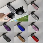 Luxury Rhinestone-embellished Car Sun Visor Fashion Glasses Holder - Durable Plastic Multi-functional Clip-on Accessory For Vehi