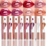 Hyaluronic Acid Lip Glaze Glitter Lip Gloss Eight Colors Non-stick Cup Moisturizing Hydrating Natural Nude Makeup Lip Cosmetic V