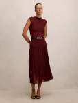 Lorelei Woven Mixed Midi Dress - 18 Burgundy Rose