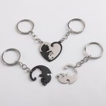CAT Matching Keychain For Couples Best Friends Heart Keychains For Women Men Relationship Friendship Gifts Key Chains For Bestie