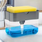 1PC Dish Soap Pump Dispenser And Sponge Holder Metallic Silvery For Kitchen Sink No Sponge 4.5IN 2.5IN 0.7IN 167.83G