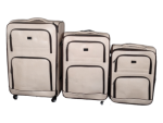 Smte Iywa Professional Luggage Set Of 3 Leather Travel Suitcase Set White With Keychain
