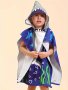 1PC Shark/mermaid/pony/football Boy Pattern Hooded Bathrobe Lightweight Hooded Beach Towel Printed Soft And Comfortable Home Bathrobe Wearable Beach Blanket Beach Clothes For Pool Beach