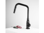 Nicolazzi Arena Black Sink Mixer Pull Down With Round Knurled Handle