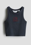 Ribbed Vest Top - Dark Grey & Hello Kitty