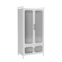 Steel 4 Door Wardrobe Storage Cupboard With Magnetic Cabinet Door - White