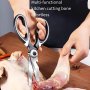 Panda-Themed Multi-Purpose Stainless Steel Kitchen Scissors - Heavy-Duty Bone Cutting Shears For Home Use
