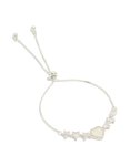 Silver Plated Mother Of Pearl & Cubic Zirconia MINI Heart Toggle Bracelet