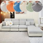 1PC Jacquard Sofa Slipcover Polar Fleece Stretchy Non Slip Sofa Cover Anti-fouling Furniture Protector Easy To Clean Elastic Fab