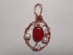 Freshwater Pearl And Stone Wire Pendant