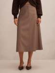 Isla Vegan Leather Midi Skirt - 16 Deep Taupe