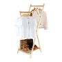 Woodly - Modern Foldable Wooden Clothing Garment Rack - Brown